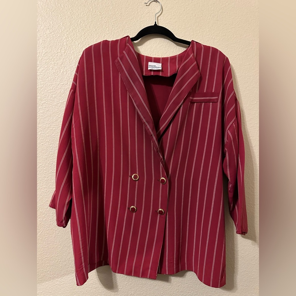 More Promise Vintage Burgundy Striped Blazer